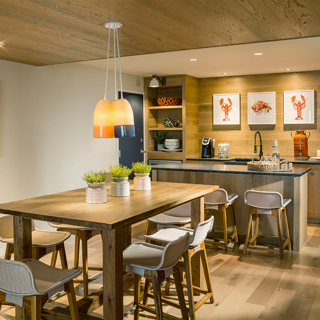 Dining area with bar seating