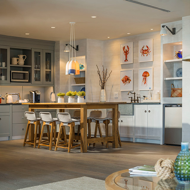 Dining area with soft lighting