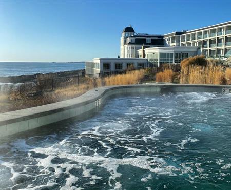 Steaming Hot Tub overlooking Ocean